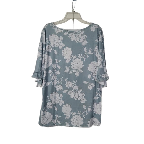 NWT BloomChic Women's 18-20(2X) Short Sleeve Top Green & White - Picture 5 of 16